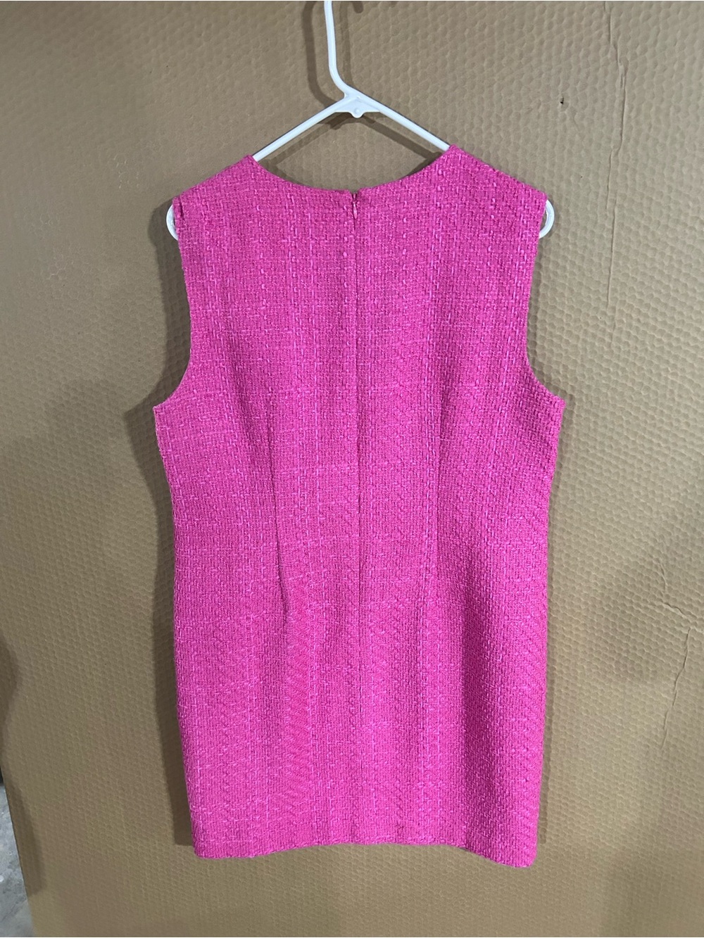 Ann Taylor Hot Pink Tweed Sleeveless Shift Dress with Gold Studs - Picture 5 of 5